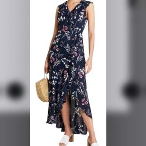 Banana Republic ruffle maxi dress, high-low front